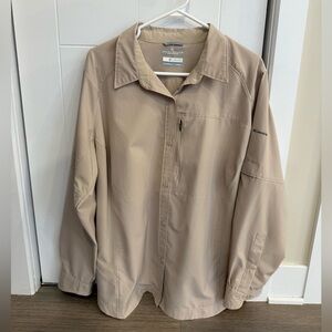 Columbia Omni-Shade Button-Up Shirt Beige | 2X Tall Lightweight Hiking Top UPF